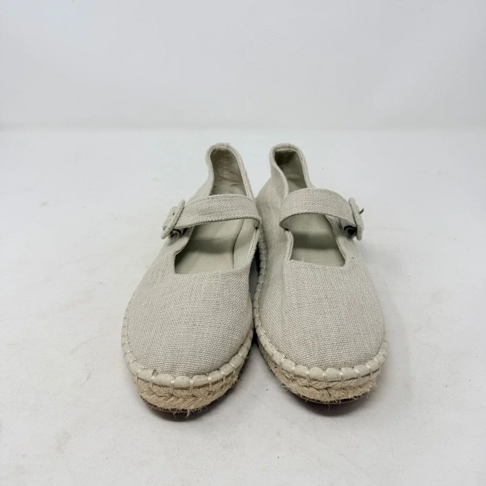 Haute Hippie Oatmeal Cecily Mary Jane Espadrille Flats Canvas‎ Size 8.5 Boho